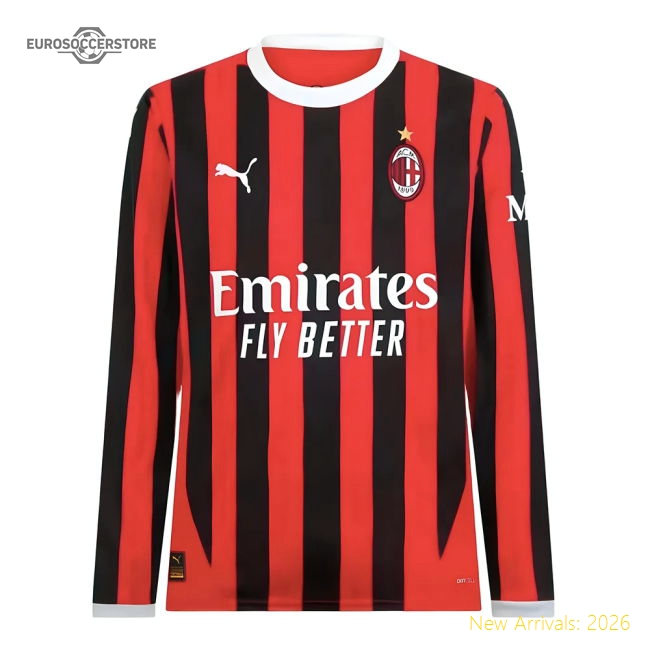 2024-2025 AC Milan Home Long Sleeve Shirt (Pulisic 11)-Football Shirts Shop