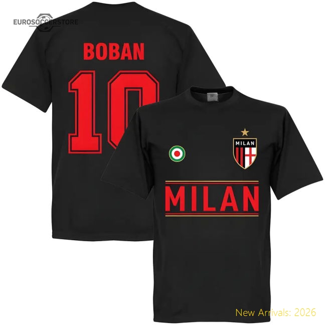 AC Milan Boban 10 Team T-Shirt - Black-Football Shirts Shop