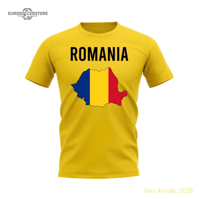 Romania Map T-shirt (Yellow)-Football Shirts Shop