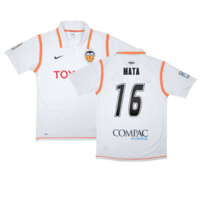 Valencia 2007-08 Home Shirt ((Excellent) S) (Mata 16)-Football Shirts Shop