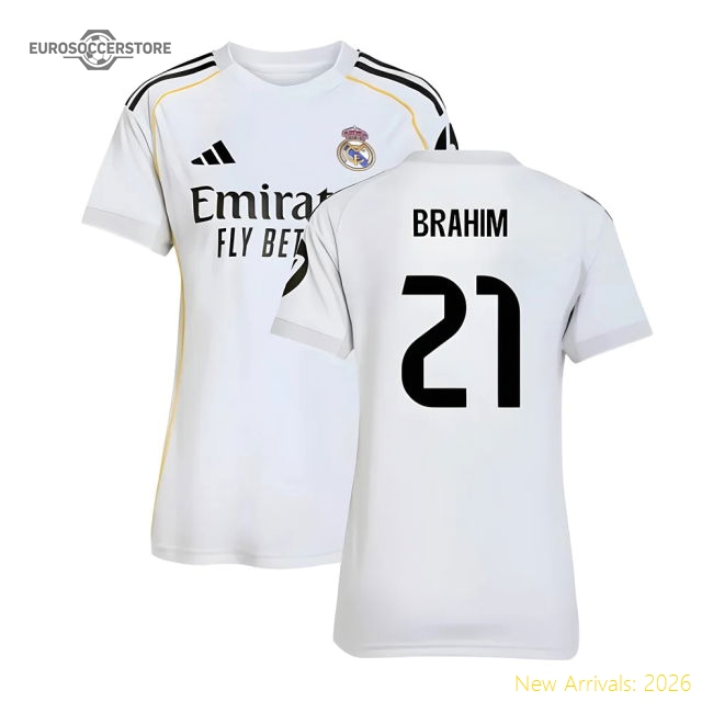 2025-2026 Real Madrid Home Shirt (Womens) (Brahim 21)-Football Shirts Shop