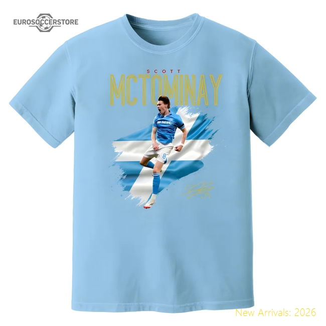 Scott McTominay Napoli Celebration Sky Blue T-Shirt-Football Shirts Shop