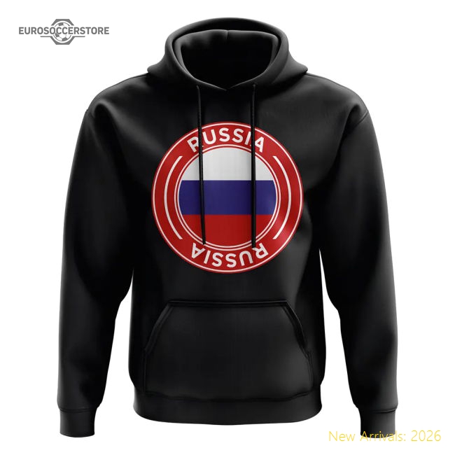 Russia Football Badge Hoodie (Black)-Football Shirts Shop