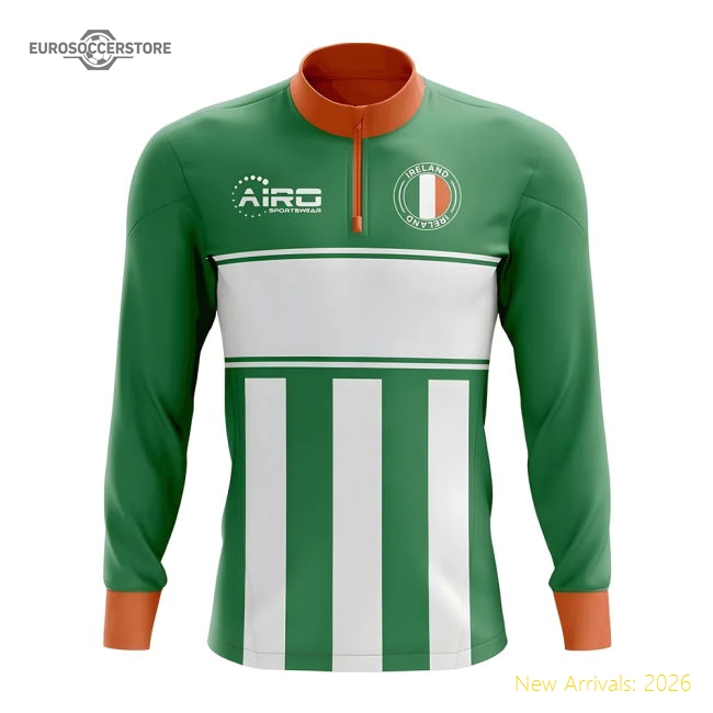 Ireland Concept Football Half Zip Midlayer Top (Green-White)-Football Shirts Shop