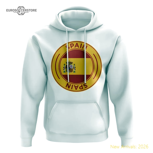 Spain Football Badge Hoodie (White)-Football Shirts Shop