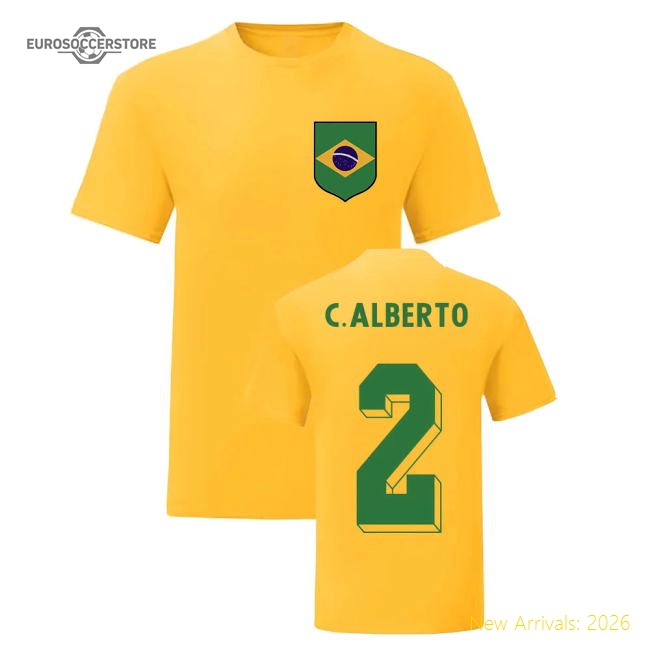 Carlos Alberto Brazil National Hero Tee\'s (Yellow)-Football Shirts Shop