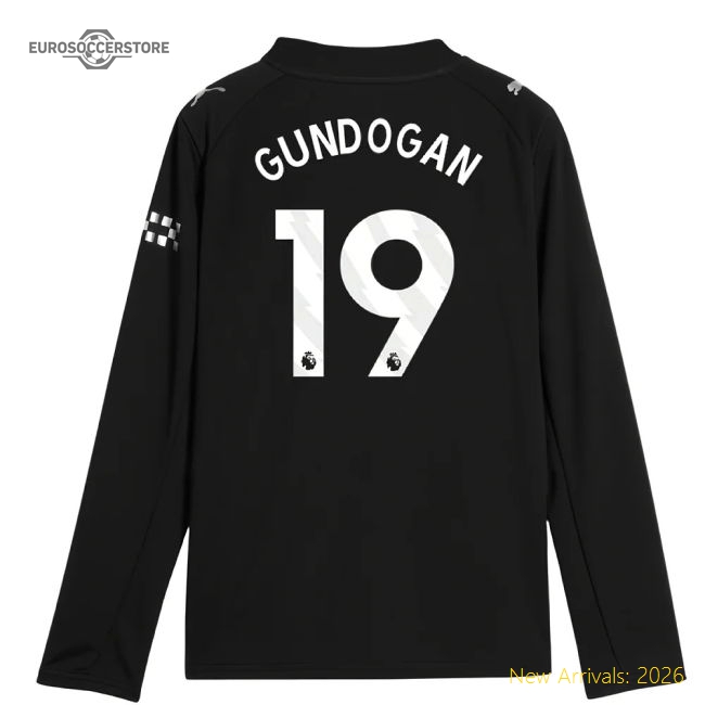 2025-2026 Man City Long Sleeve Away Shirt (Kids) (Gundogan 19)-Football Shirts Shop