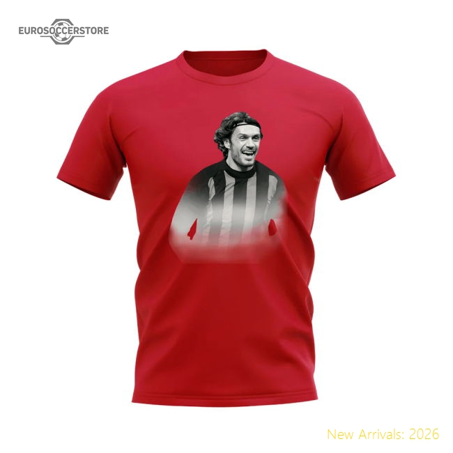 Paolo Maldini AC Milan Legend T-Shirt (Red)-Football Shirts Shop