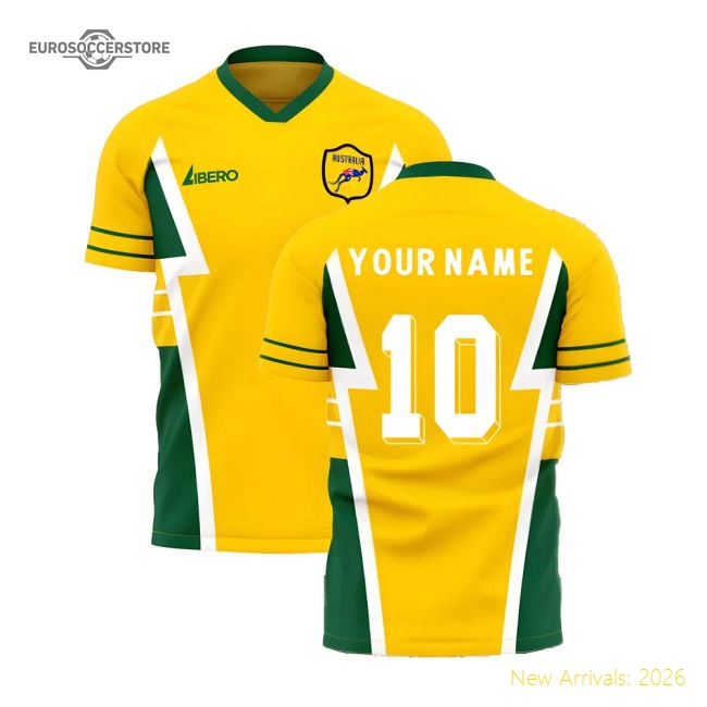 Australia 1990s Style Concept Football Kit (Libero) (Your Name)-Football Shirts Shop
