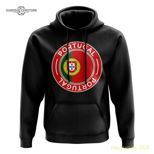 Portugal Football Badge Hoodie (Black)-Football Shirts Shop