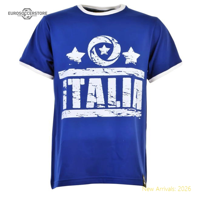 Italia T-Shirt - Royal/White Ringer-Football Shirts Shop