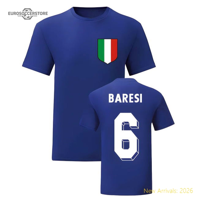 Franco Baresi Italy National Hero Tee\'s (Blue)-Football Shirts Shop