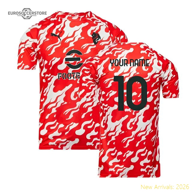 2025-2026 AC Milan Warm Up Jersey (White) (Your Name)-Football Shirts Shop