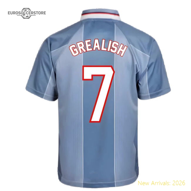 Score Draw England 1996 Away Euro Championship Retro Football Shirt (Grealish 7)-Football Shirts Shop