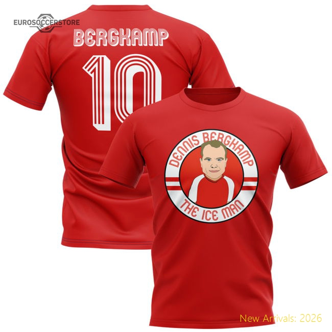 Dennis Bergkamp Arsenal Illustration T-Shirt (Red)-Football Shirts Shop