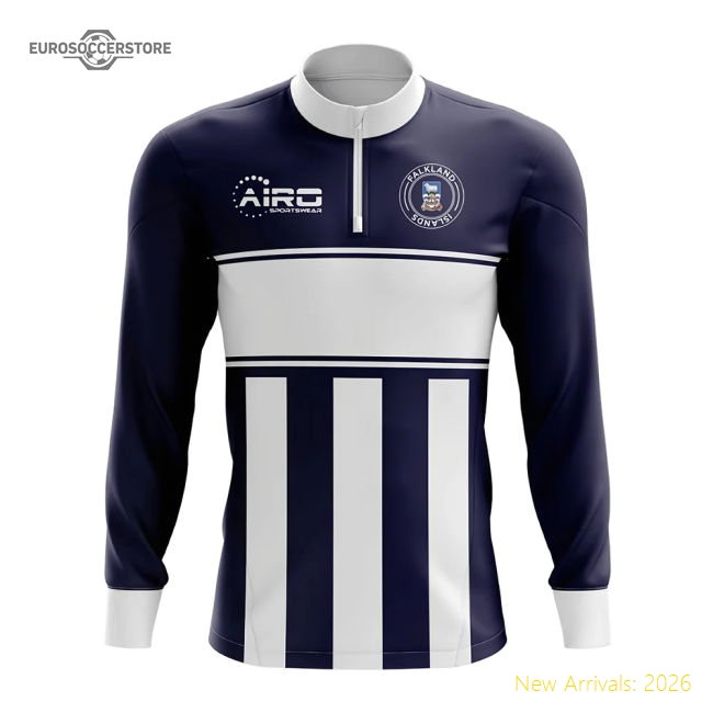 Falkland Islands Concept Football Half Zip Midlayer Top (Navy-White)-Football Shirts Shop