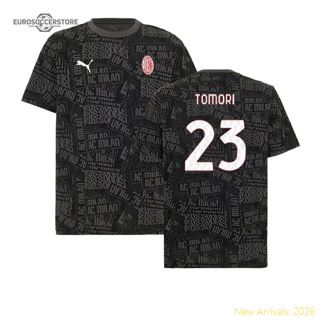 2025-2026 AC Milan ftblCulture Tee AOP (Black) (Tomori 23)-Football Shirts Shop