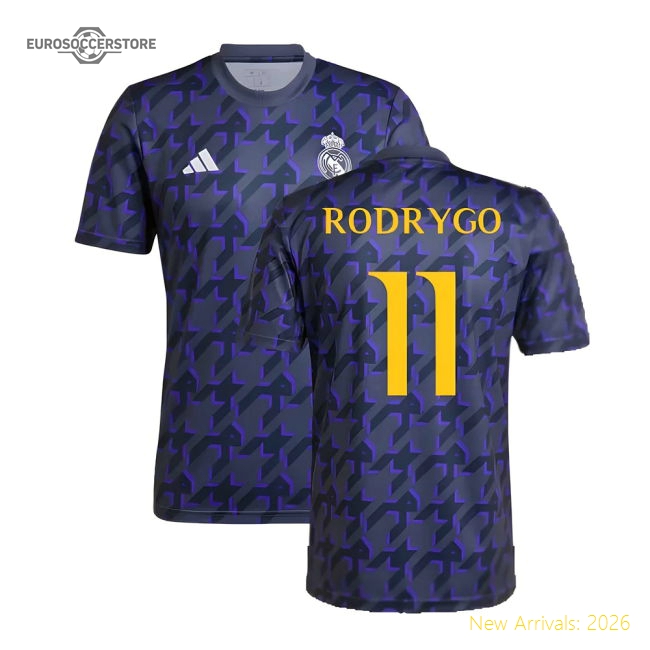 2023-2024 Real Madrid Pre-Match Shirt (Shadow Navy) (Rodrygo 11)-Football Shirts Shop