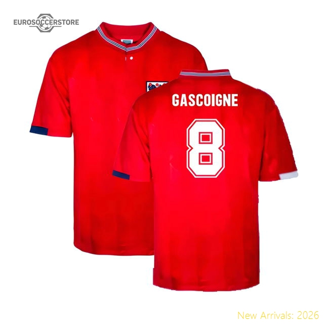 England 1989 Away Retro Shirt (Gascoigne 8)-Football Shirts Shop