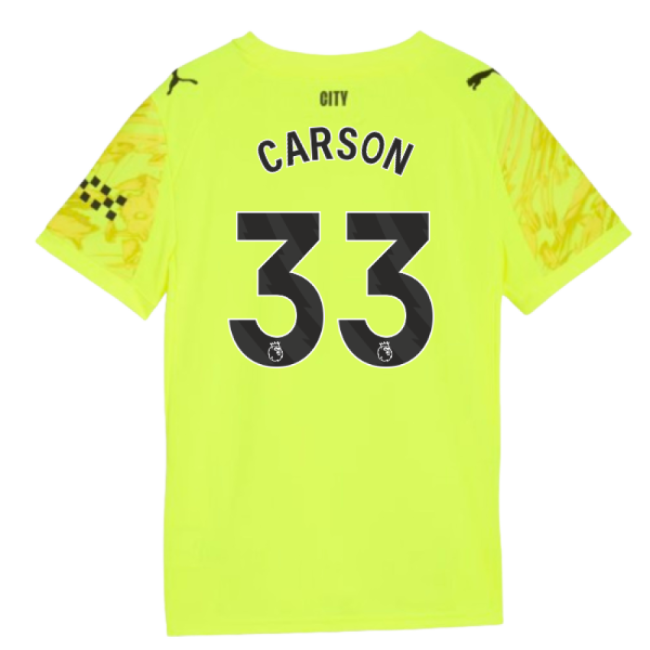 2025-2026 Man City Goalkeeper Third Shirt (Yellow) - Kids (Carson 33)-Football Shirts Shop
