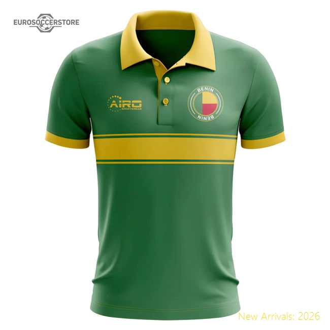 Benin Concept Stripe Polo Shirt (Green)-Football Shirts Shop