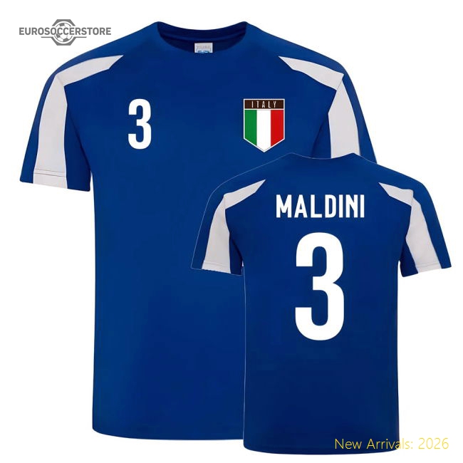Paolo Maldini Italy Sports Training Jersey (Blue-White)-Football Shirts Shop