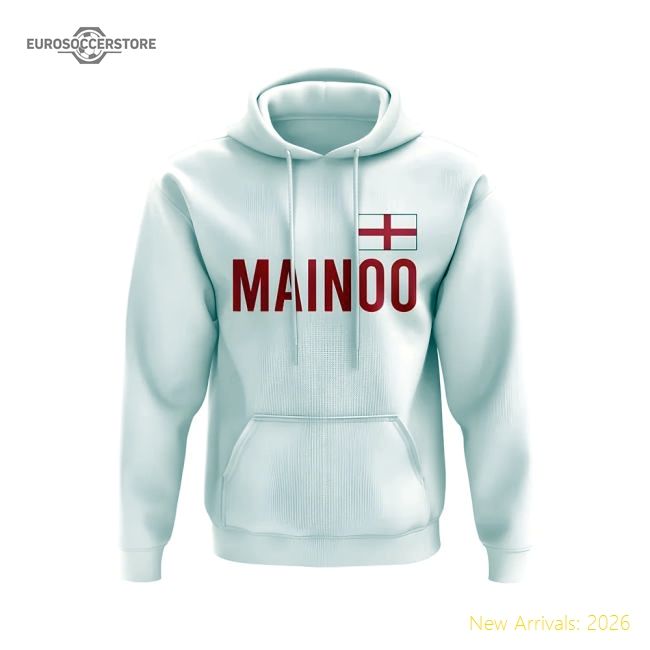 Kobbie Mainoo England Flag Hoodie (White)-Football Shirts Shop