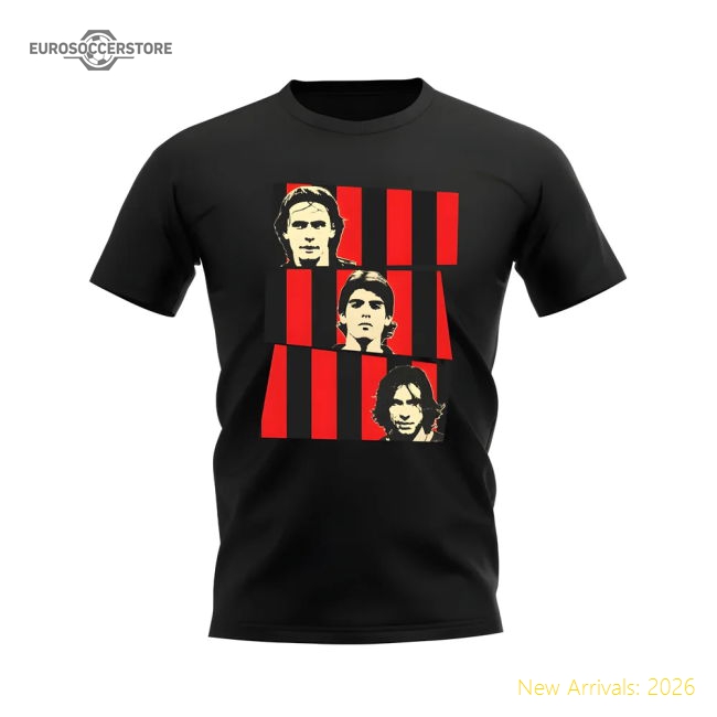 Inzaghi Kaka Pirlo AC Milan Trio T-Shirt (Black)-Football Shirts Shop
