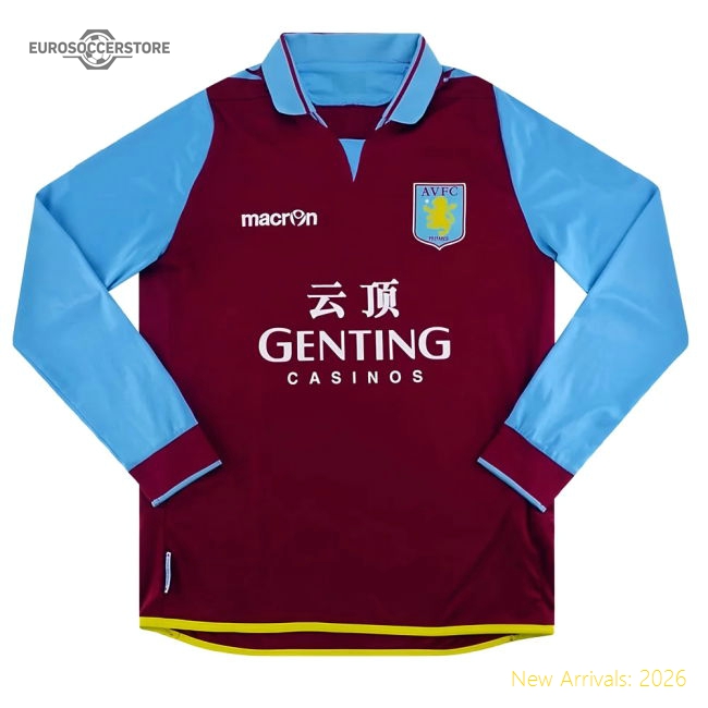 2012-2013 Aston Villa Long Sleeve Home Shirt-Football Shirts Shop