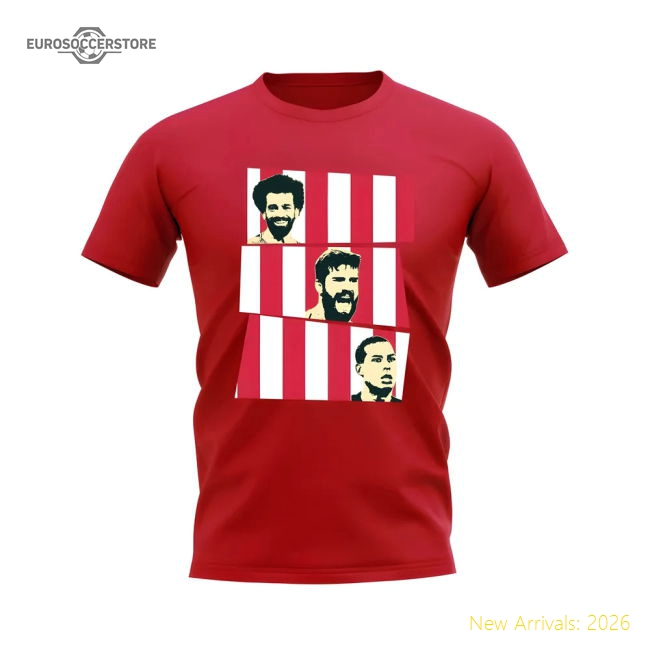 Salah Alisson van Dijk Liverpool Trio T-Shirt (Red)-Football Shirts Shop