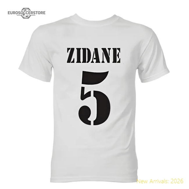 Zinedine Zidane Real Madrid Galactico T-Shirt (White)-Football Shirts Shop