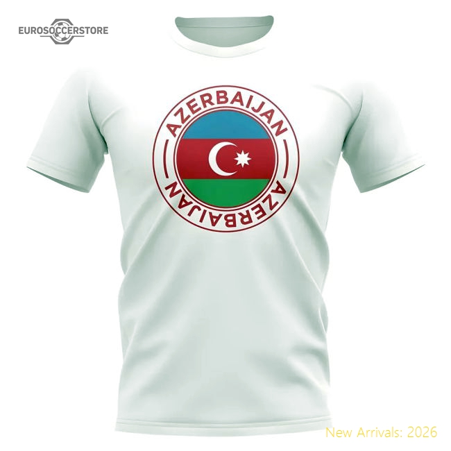 Azerbaijan Football Badge T-Shirt (White)-Football Shirts Shop