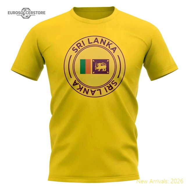 Sri Lanka Football Badge T-Shirt (Yellow)-Football Shirts Shop