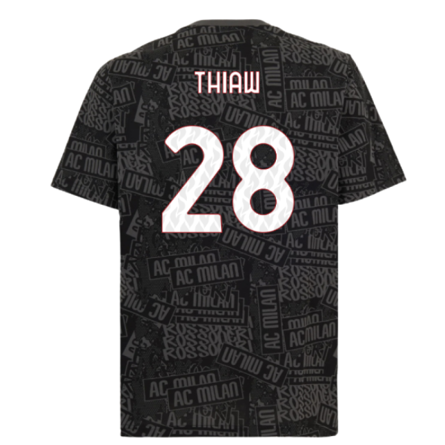 2025-2026 AC Milan ftblCulture Tee AOP (Black) (Thiaw 28)-Football Shirts Shop
