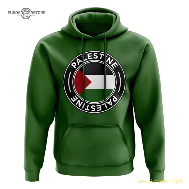 Palestine Football Badge Hoodie (Green)-Football Shirts Shop