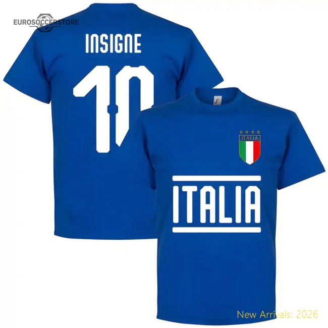 Italy Insigne 10 Team T-Shirt - Royal-Football Shirts Shop