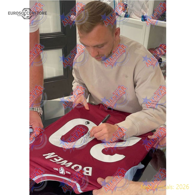 West Ham United FC Bowen Signed Shirt (Framed)-Football Shirts Shop