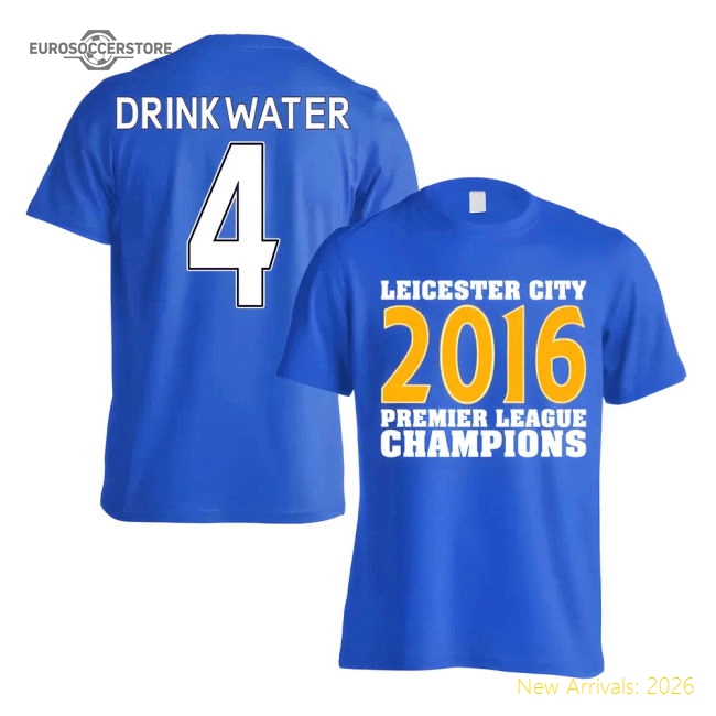 Leicester City 2016 Premier League Champions T-Shirt (Drinkwater 4) Blue-Football Shirts Shop