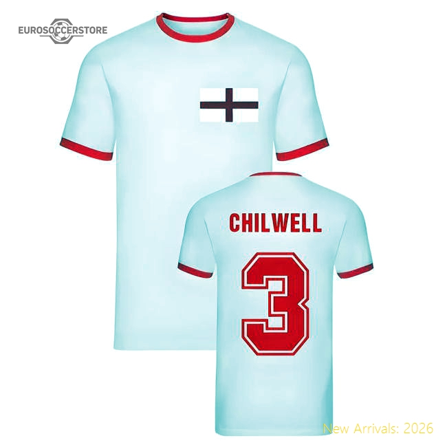 Ben Chilwell England Ringer Tee (White)-Football Shirts Shop