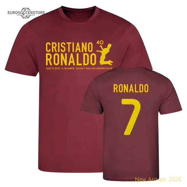 Cristiano Ronaldo at 40 Portugal T-Shirt #7 (Red)-Football Shirts Shop
