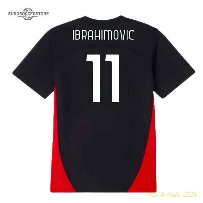 2024-2025 AC Milan Training Shirt (Black) - Kids (Ibrahimovic 11)-Football Shirts Shop