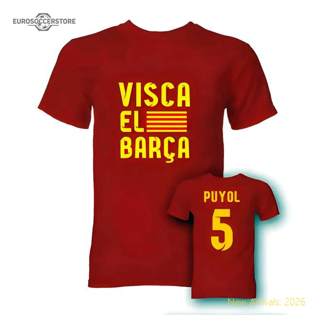 Carlos Puyol Visca El Barca Hero T-Shirt (Red)-Football Shirts Shop