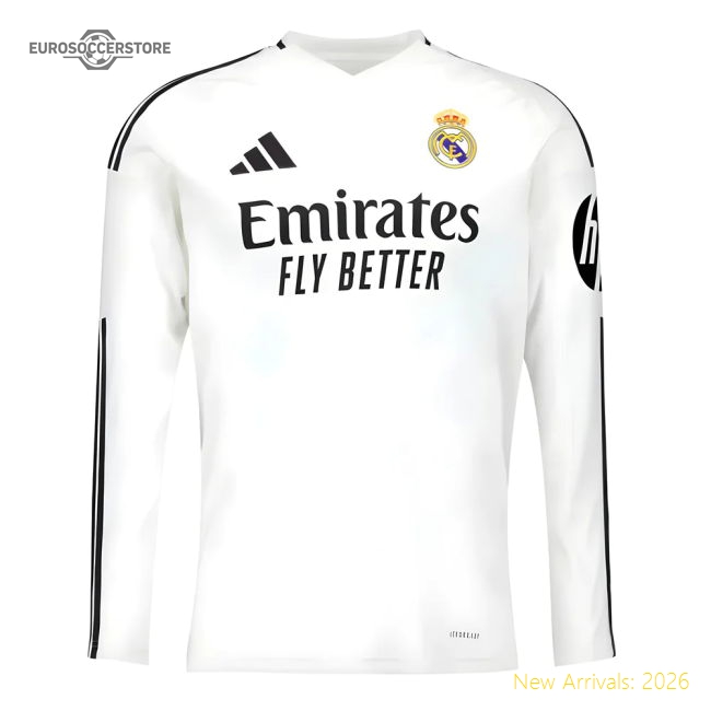 2024-2025 Real Madrid Long Sleeve Home Shirt (Bellingham 5)-Football Shirts Shop
