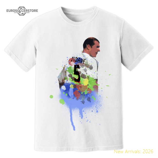 Zinedine Zidane Real Madrid Art T-Shirt (White)-Football Shirts Shop