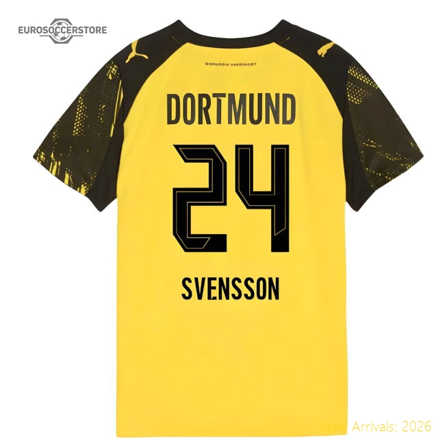 2025-2026 Borussia Dortmund Home Shirt (Kids) (Svensson 24)-Football Shirts Shop