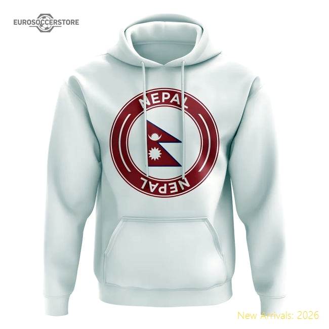 Nepal Football Badge Hoodie (White)-Football Shirts Shop