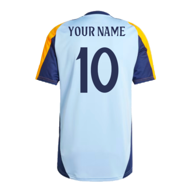 2024-2025 Real Madrid Training Shirt (Glow Blue) (Your Name)-Football Shirts Shop