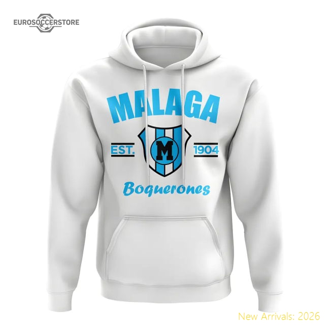 Malaga Established Football Hoody (White)-Football Shirts Shop