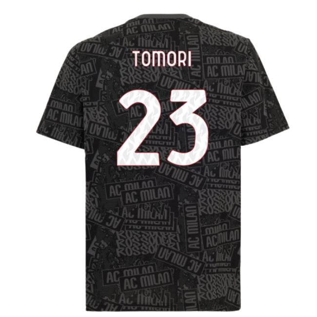2025-2026 AC Milan ftblCulture Tee AOP (Black) (Tomori 23)-Football Shirts Shop