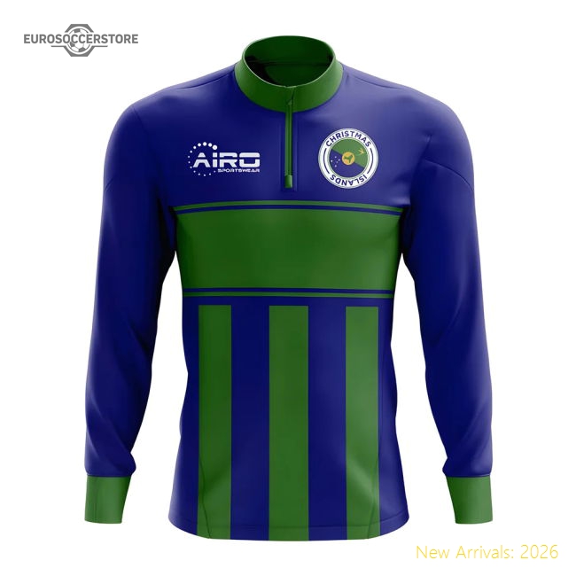 Christmas Island Concept Football Half Zip Midlayer Top (Blue-Green)-Football Shirts Shop